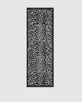 Givenchy Чорний палантин з вовни і шовку в анімалістичний принт 710010172001