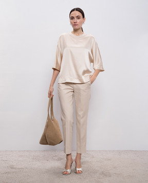 Peserico Бежева блуза із шовку з ланцюжком A068712372E