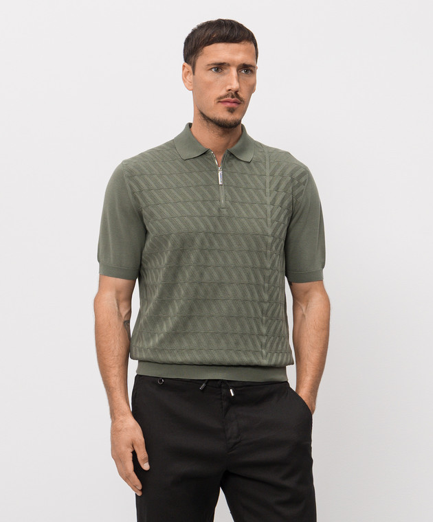 Stefano Ricci Зеленое поло в узор K616458P31F26220 изображение 3