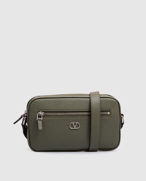 Valentino Шкіряна сумка кросс-боди кольору хакі VLogo 9Y2P0AW7UAG