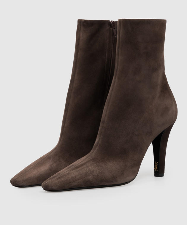 Saint Laurent Коричневые замшевые ботильоны JILL 80667427DAB изображение 2
