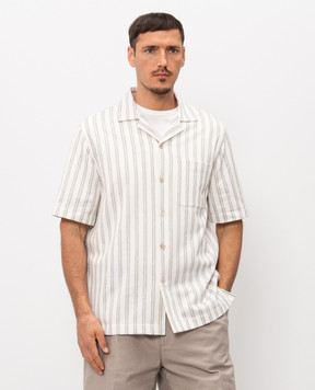 Agnona Белая рубашка с льном в полоску TD09U3YYB200