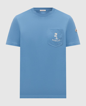 Moncler Синяя футболка с вышивкой L10918C0005489B8U