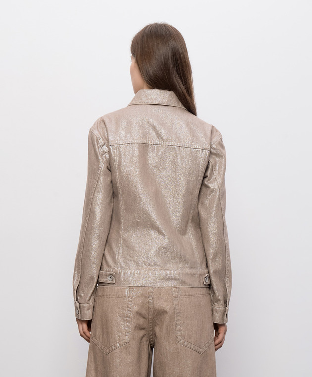 Brunello Cucinelli Бежева джинсова куртка з люрексом ML1097328P зображення 4