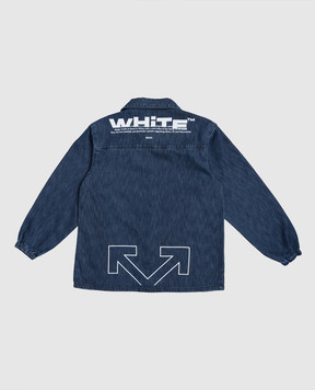 Off-White Дитяча синя джинсова сорочка з принтом логотипа 44BYD003F5D001