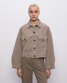 Brunello Cucinelli Коричнева джинсова куртка з льоном ML9967674