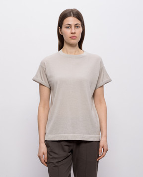 Brunello Cucinelli Серая футболка с кашемиром и шелком с люрексом M41810000