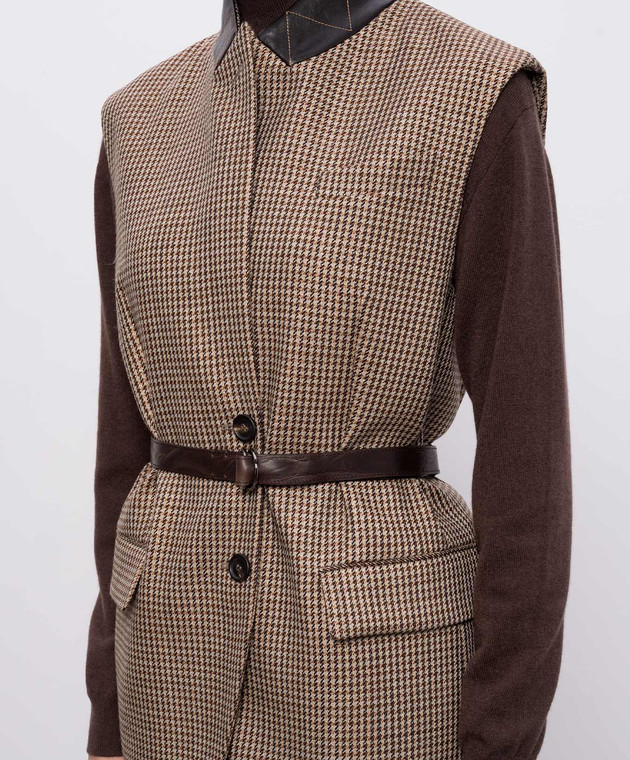 Brunello Cucinelli Бежевий жилет з вовни у візерунок з люрексом MG5467259P зображення 5