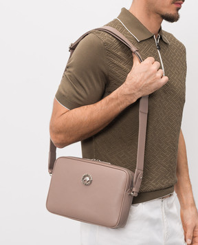 Stefano Ricci Бежевая кожаная сумка с фактурной эмблемой ND263GTPMR