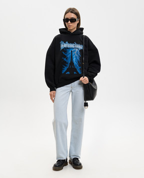 Balenciaga Чорне худі Paris Thunderstorm 871956TUVF4