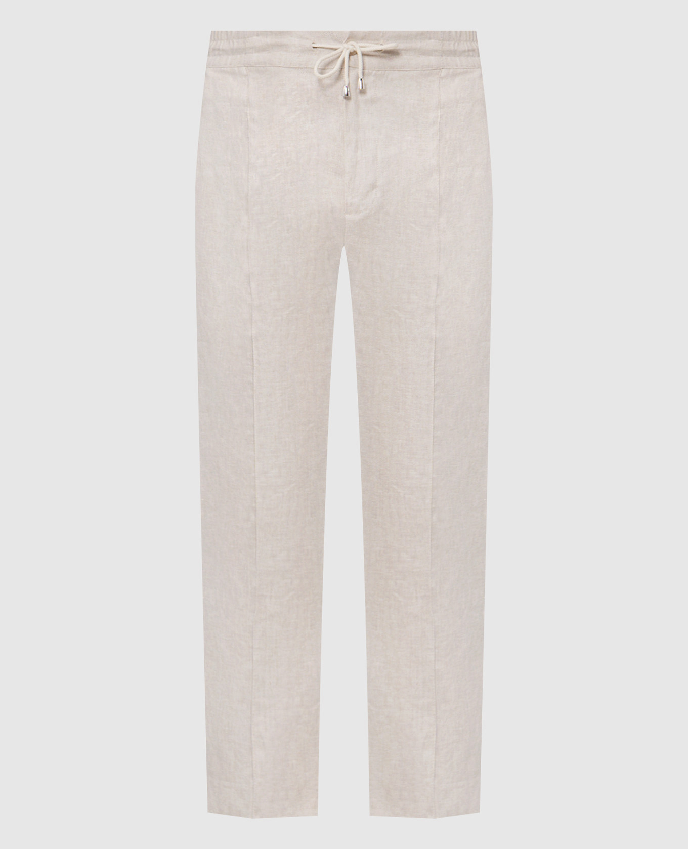 

Бежевые брюки из льна, Бежевый, Зауженные брюки