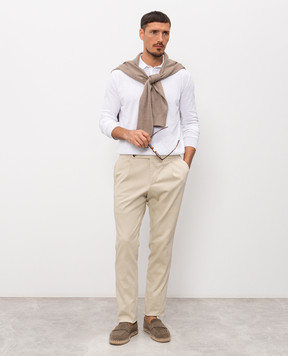 Pini Parma Белое поло из хлопка POLOLUNGBCO