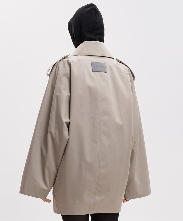 Balenciaga Бежевый тренч с патчем логотипа 872299TKP07 изображение 4