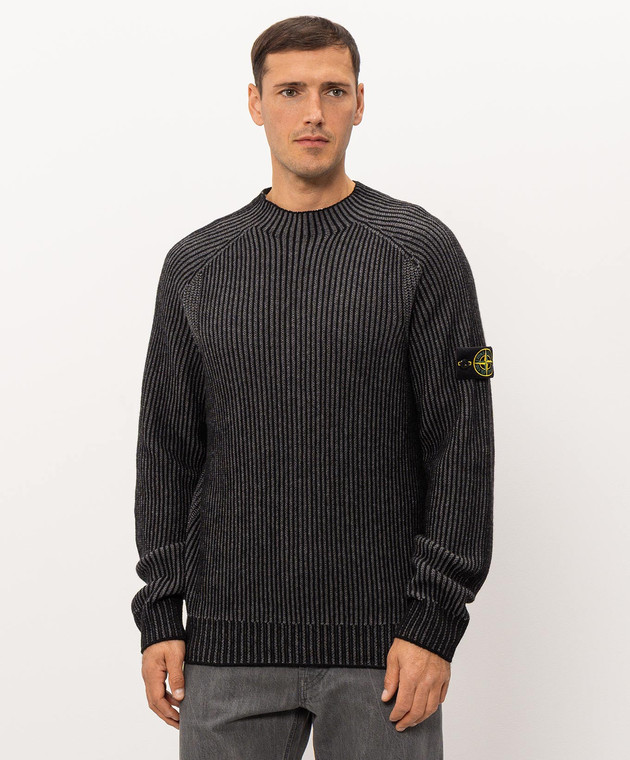 Stone Island Сірий светр з кашеміру та вовни L2S155100043S0N21 зображення 3