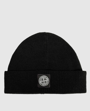 Stone Island Чорна шапка-біні з вовною L2S15N100007S01A1