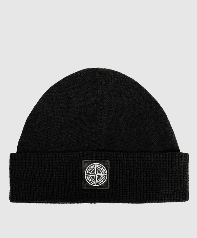 Stone Island Чорна шапка-біні з вовною L2S15N100007S01A1