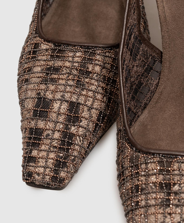 Brunello Cucinelli Коричневые слингбеки с цепочкой мониль MZSKC3432 изображение 5