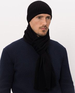 Cashmere&Whiskey Черный шарф из шерсти мериноса 140