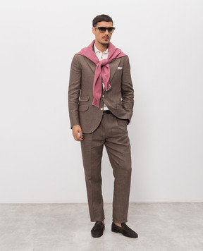 Brunello Cucinelli Рубашка цвета айвори с тканым узором M29204006