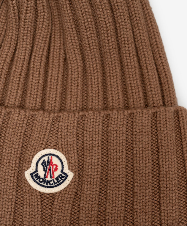 Moncler Коричнева шапка з вовни з помпоном L20933B00039A9327 зображення 4