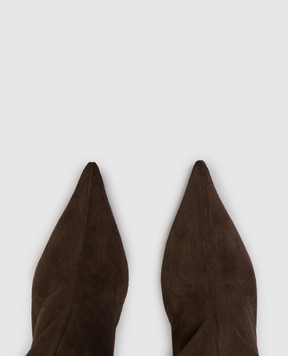 Amina Muaddi Коричневые замшевые сапоги Fiona 15S365686FIO