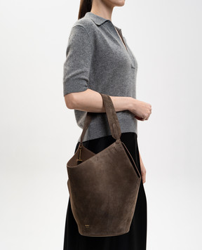 Khaite Коричнева замшева сумка бакет-бег Lotus H2043726