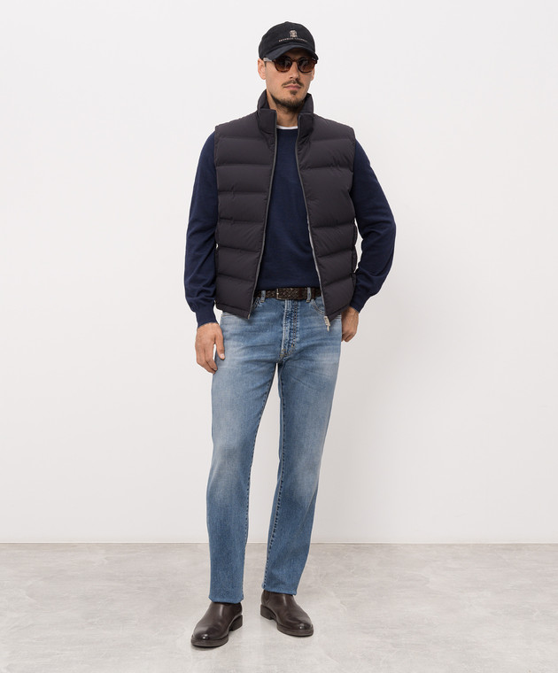 Brunello Cucinelli Джемпер синього кольору з вовни та кашеміру M2400100 зображення 2