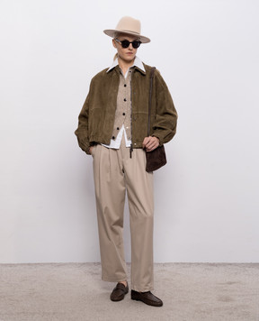 Brunello Cucinelli Бежеві штани з ланцюжком MP126P9295