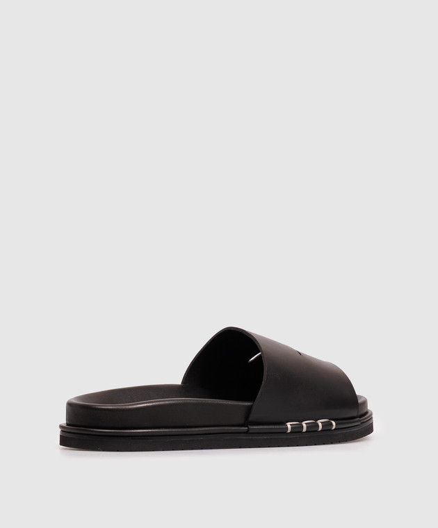 JW Anderson Черные кожаные шлепанцы Fussbett SL0018LA0232 изображение 3
