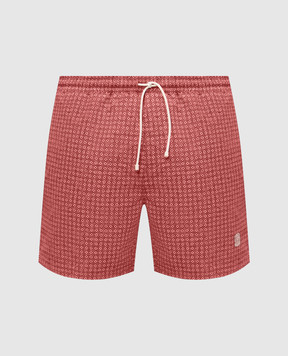Brunello Cucinelli Бордовые шорты для плавания в принт MR847043