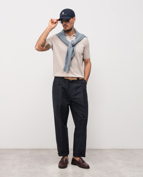 Brunello Cucinelli Синие брюки с льном MH262F1130