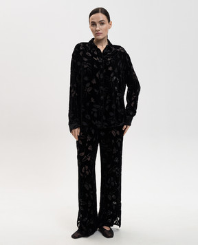Asceno Чорні оксамитові штани Loreto з шовком B065F65C01