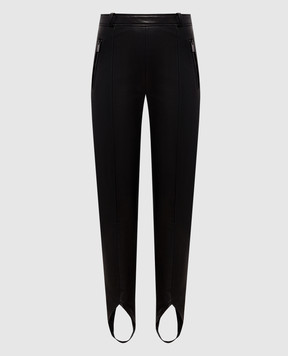 Balmain Черные кожаные брюки со штрипками PA0000000005