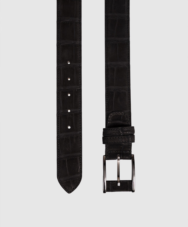 Cashmere&Whiskey Чорний ремінь зі шкіри крокодила ALLIGATOR зображення 3