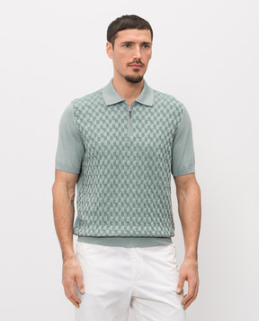 Stefano Ricci Зеленое поло с шелком в узоре K818110P31F26176