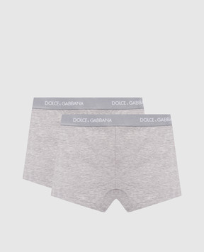 Dolce&Gabbana Дитячий набір сірих трусів-боксерів з візерунком логотипа L4J701ON00G