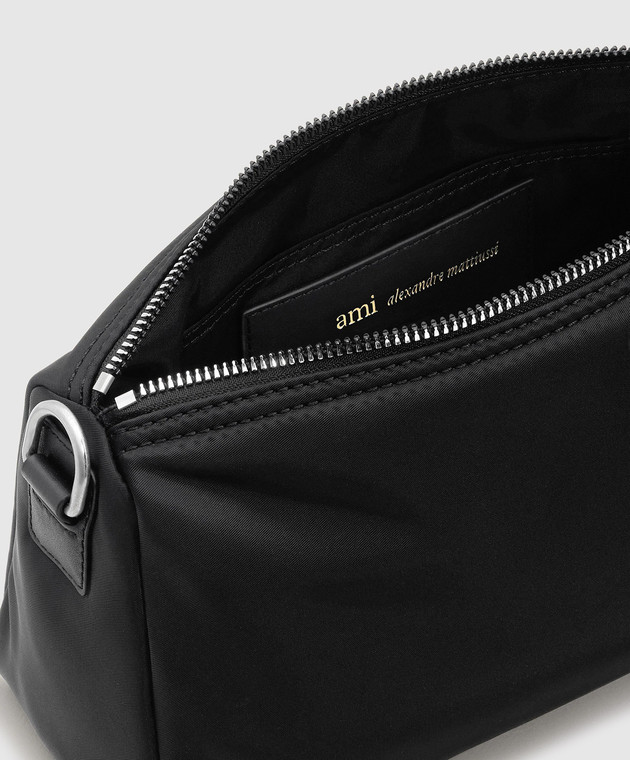 Ami Paris Черная сумка с нашивкой эмблемы ULL707AW0001 изображение 4