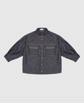 Brunello Cucinelli Детская синяя джинсовая рубашка с люрексом BB148C864B