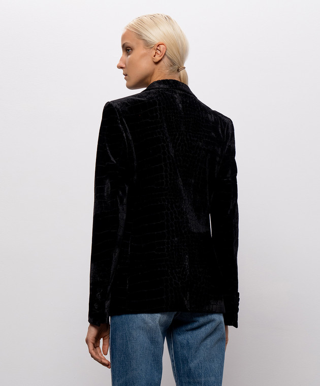 Tom Ford Черный бархатный жакет с узором под кожу крокодила GI3085FAX1801 изображение 4