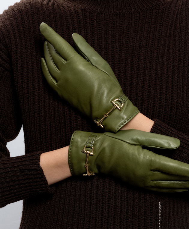 Sermoneta Gloves Шкіряні рукавички кольору хакі A109MODGRIMALDA зображення 2