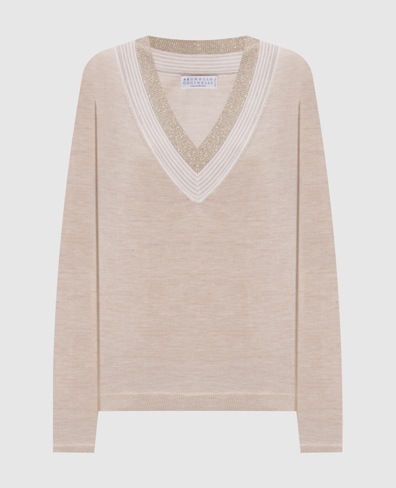 

Бежевый пуловер из кашемира и шелка с люрексом, Пуловеры