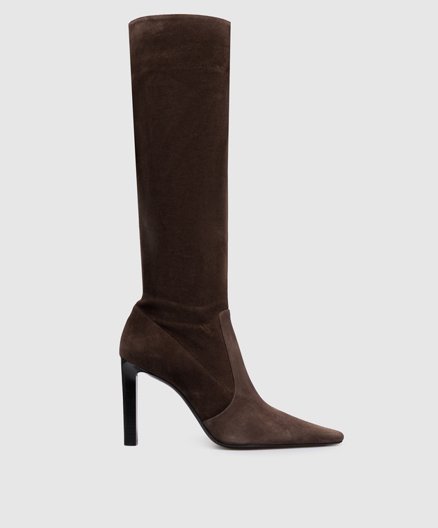 Saint Laurent Коричневые замшевые сапоги FRANCOISE 84157427D00