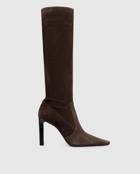 Saint Laurent Коричневые замшевые сапоги FRANCOISE 84157427D00