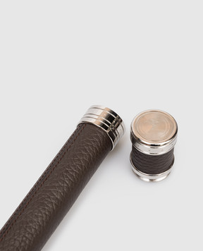 Stefano Ricci Коричневый кожаный футляр для сигары с палладиевым покрытием OTUBE01PVTD