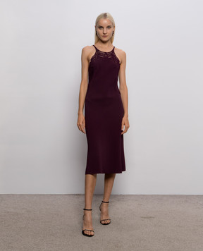 Ermanno Scervino Бордовое платье миди с макраме D492Q352RILM