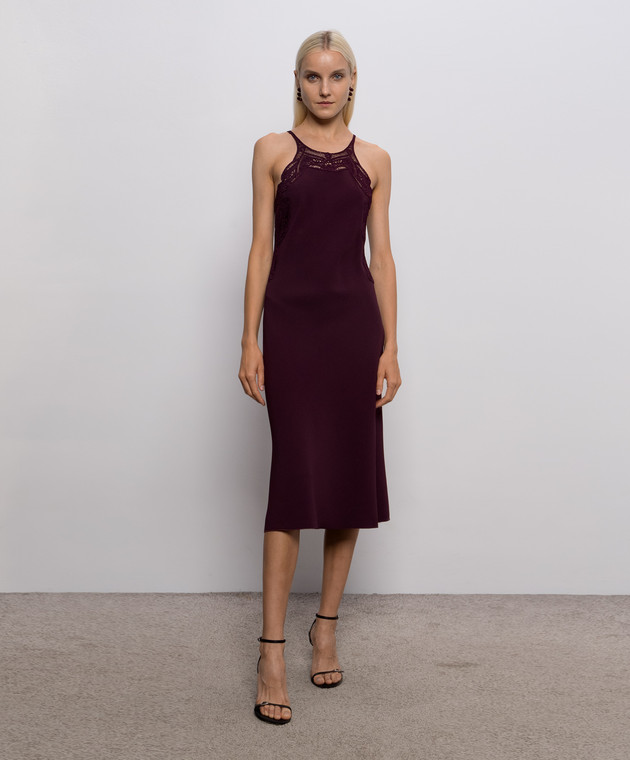 Ermanno Scervino Бордовое платье миди с макраме D492Q352RILM изображение 2