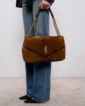 Saint Laurent Замшевая коричневая сумка CALYPSO 7773991U80W