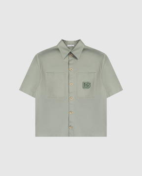 Dolce&Gabbana Дитяча зелена сорочка з короткими рукавами з монограмою логотипа L44S68FUFKA46