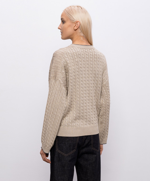 Brunello Cucinelli Бежевый джемпер в узор с люрексом MAZ226110P изображение 4