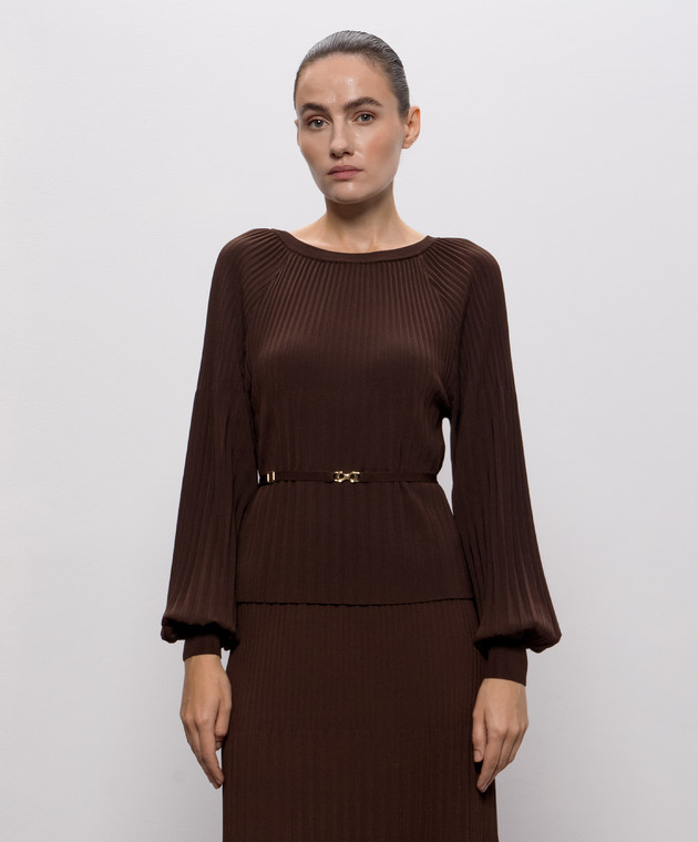 Twinset Коричневый джемпер с поясом 262TT3451 изображение 3